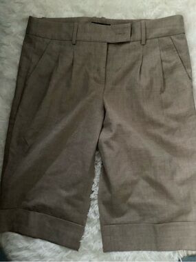 BCBGMaxAzria Linen-Blend Bermuda Shorts in Taupe